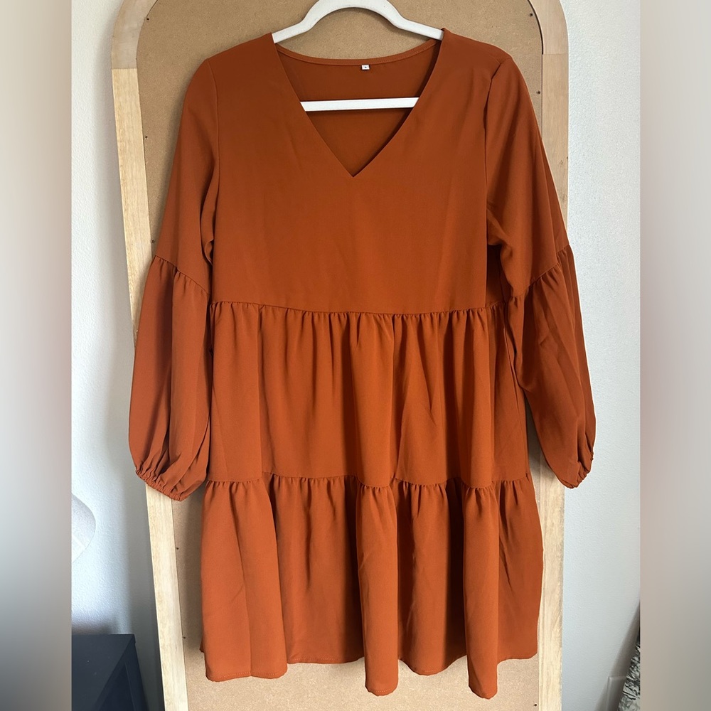 Rust Orange Tiered Dress